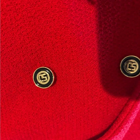 ST JOHN FABULOUS RED Blazer with BLK TRIM EUC Gold Buttons 8 - Picture 6 of 7